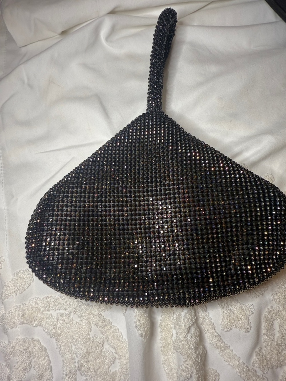 INC International Concepts Black Crystal Mesh Wristlet Clutch